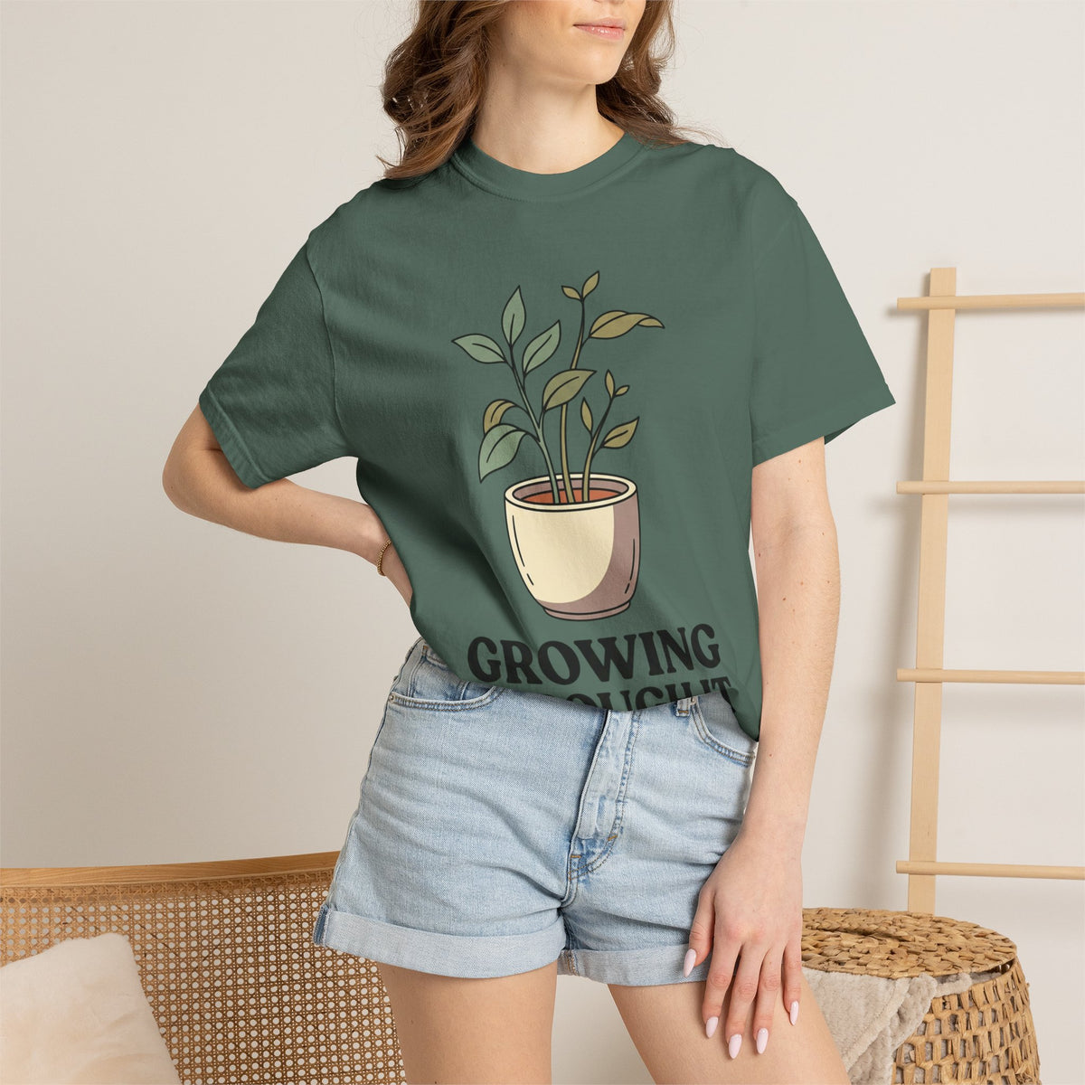 Growing Through It Plant Tee — Self Growth Graphic T-Shirt