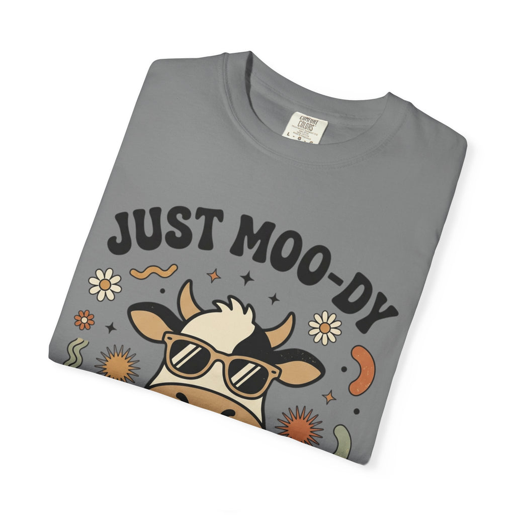 Just Moo-dy Cow T-Shirt — Cute Retro Cow Graphic Tee