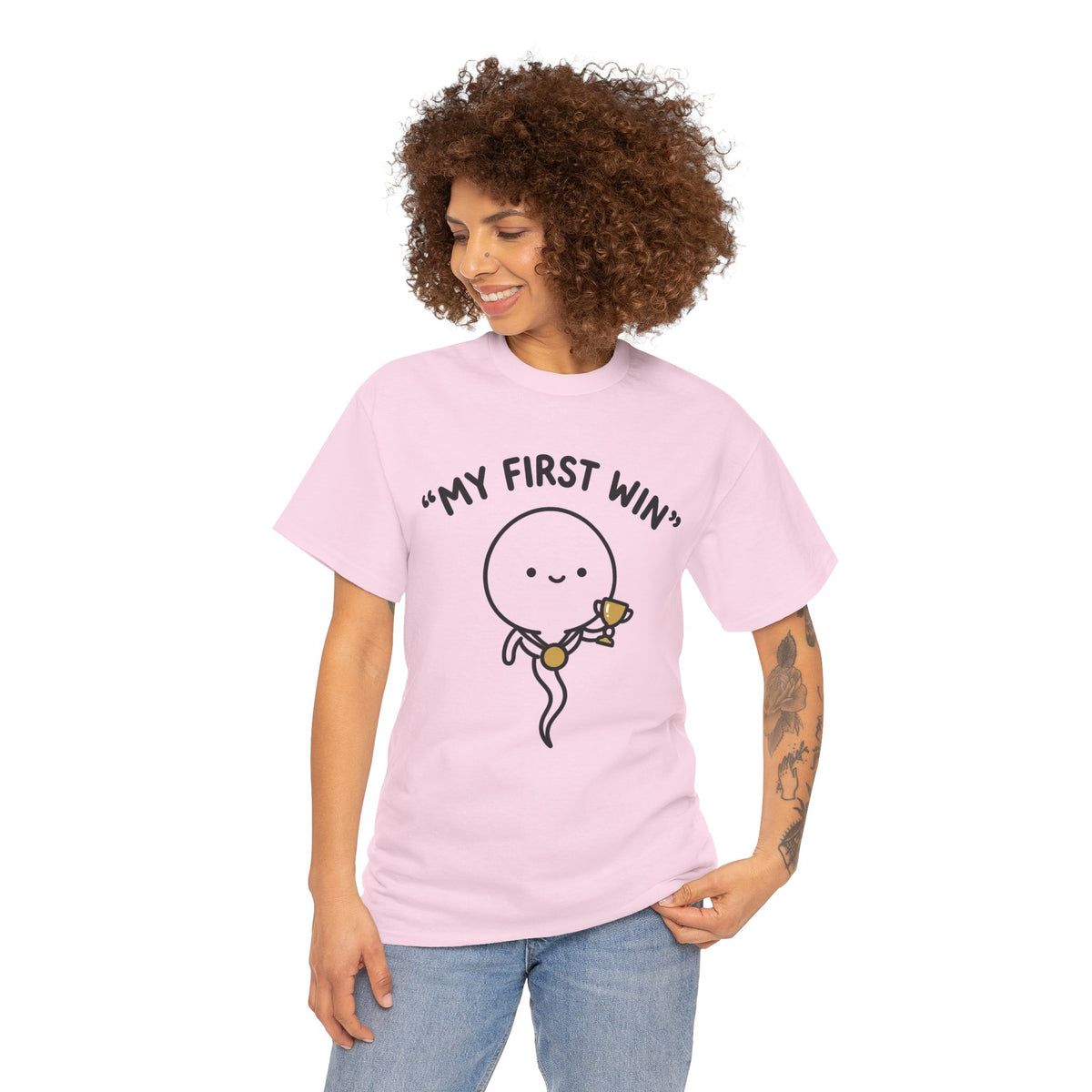 My First Win T-Shirt — Cute Sperm Trophy Graphic Tee