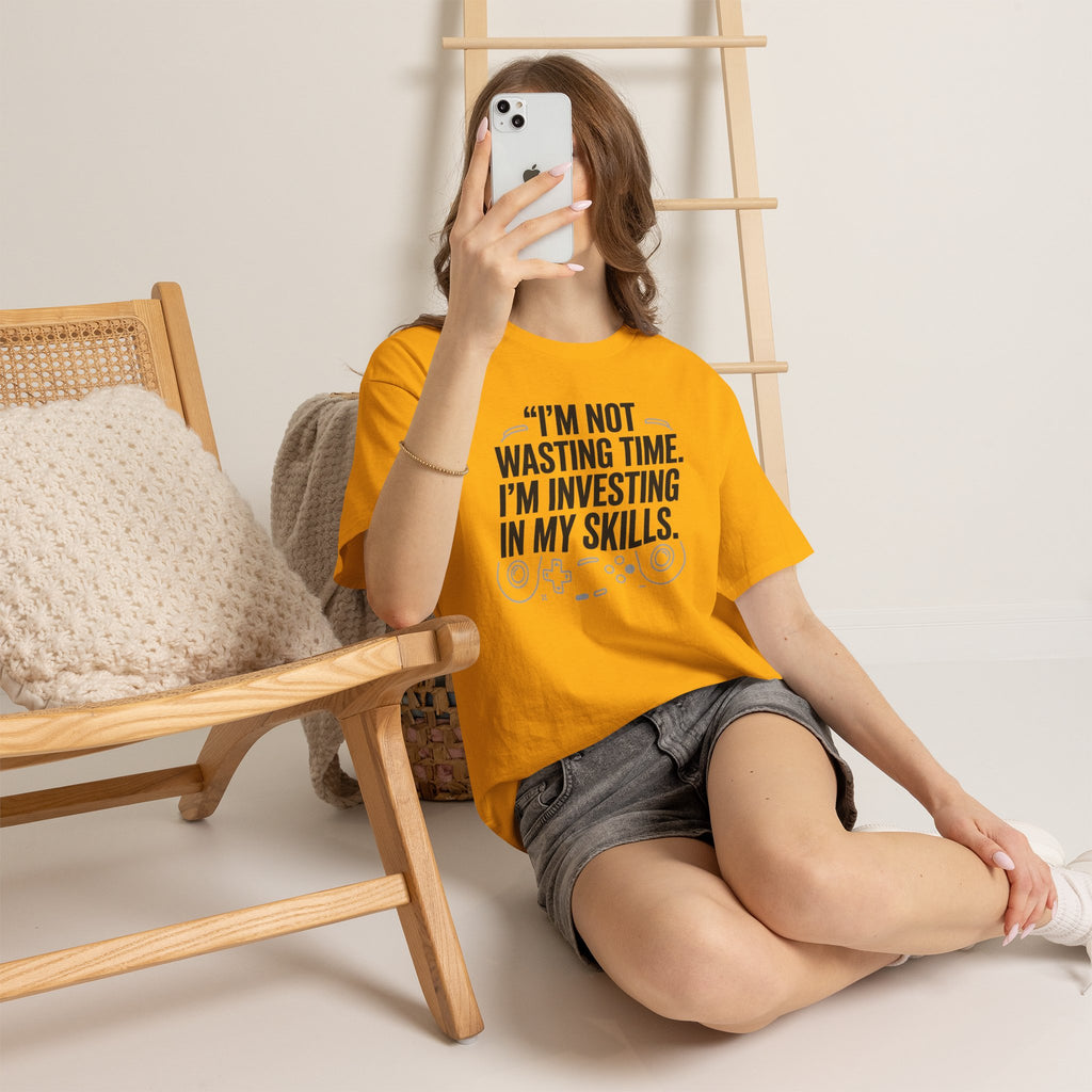 Gaming Tee - "I'm Not Wasting Time, I'm Investing In My Skills" Motivational Gamer T-Shirt