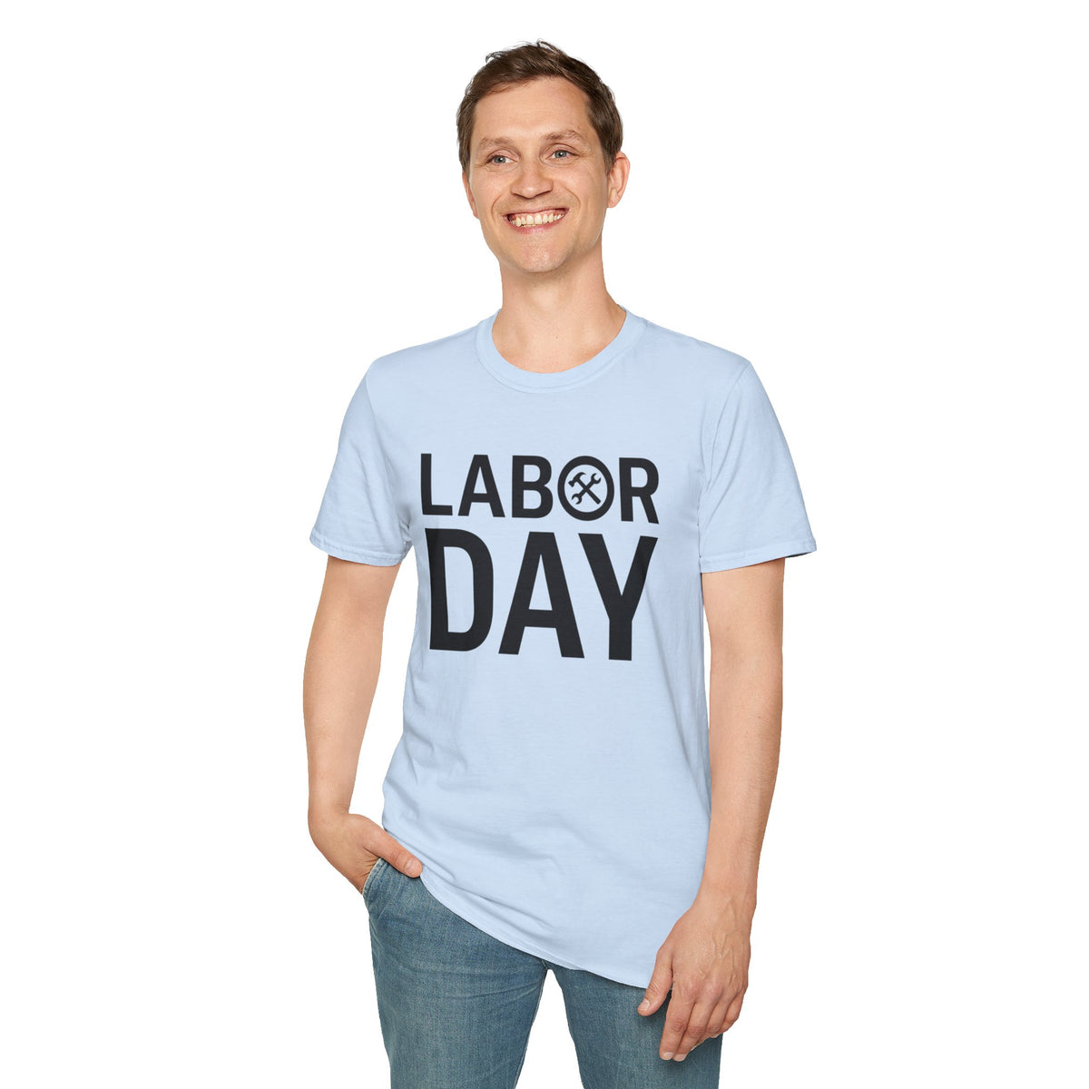 Labor Day Tools Graphic T-Shirt — Bold 'Labor Day' Text with Wrench & Hammer