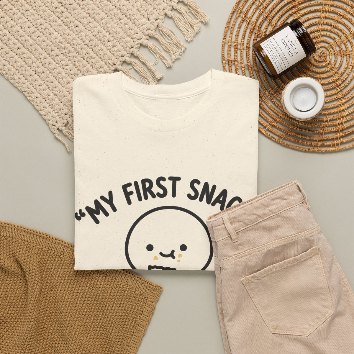My First Snack Cute Sperm Graphic Tee — Funny Pregnancy Announcement Shirt
