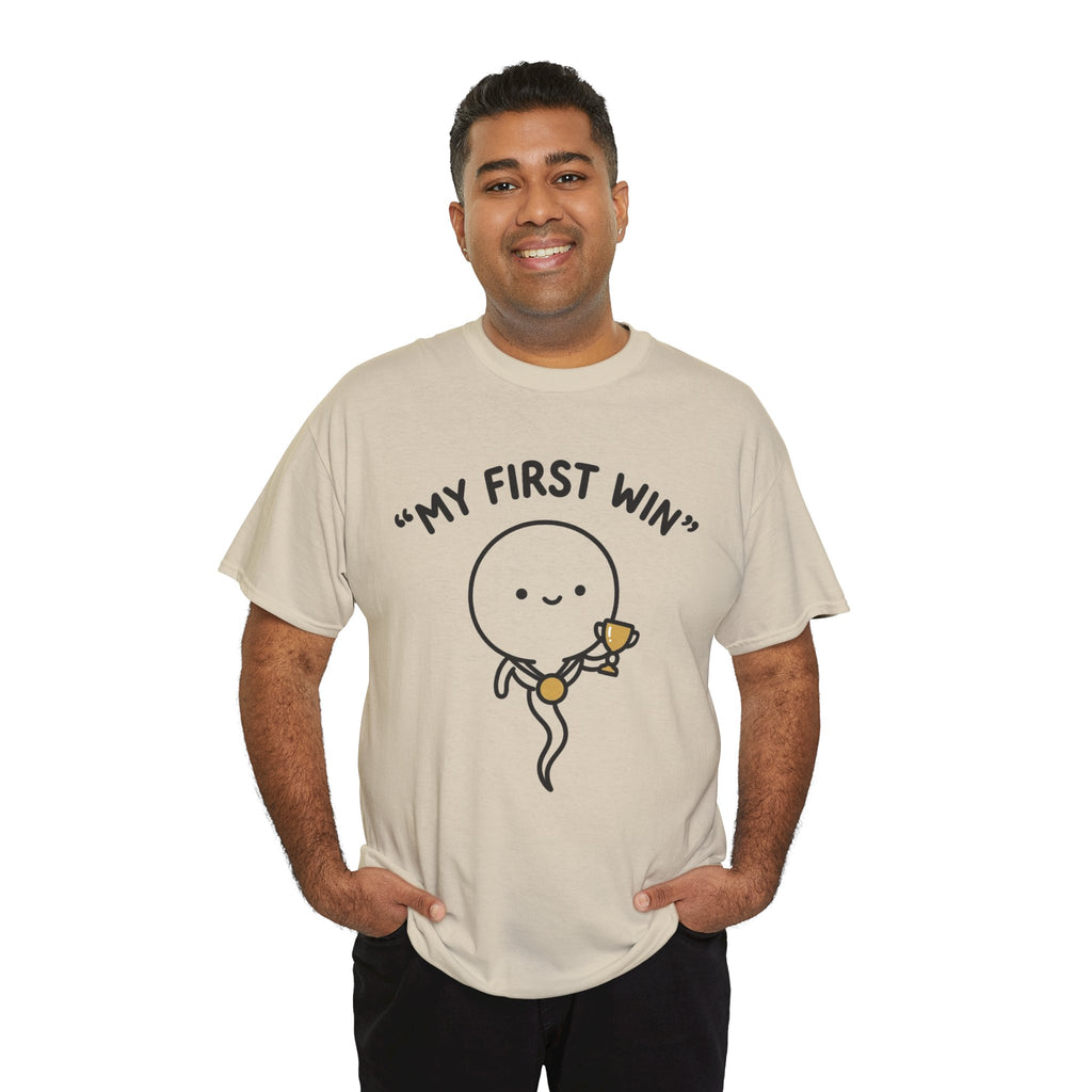 My First Win T-Shirt — Cute Sperm Trophy Graphic Tee
