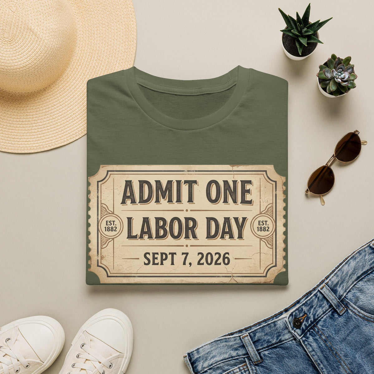 Labor Day 'Admit One' Ticket T-Shirt — Sept 7, 2026 Celebration Tee