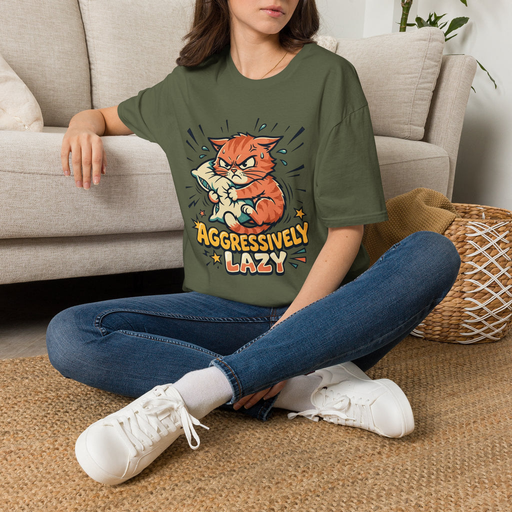 T-Shirt — Aggressively Lazy Cat Graphic Tee