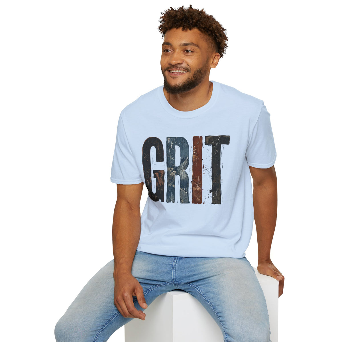 Grit Graphic T-Shirt — Rustic Patriotic Stripes Motivational Tee
