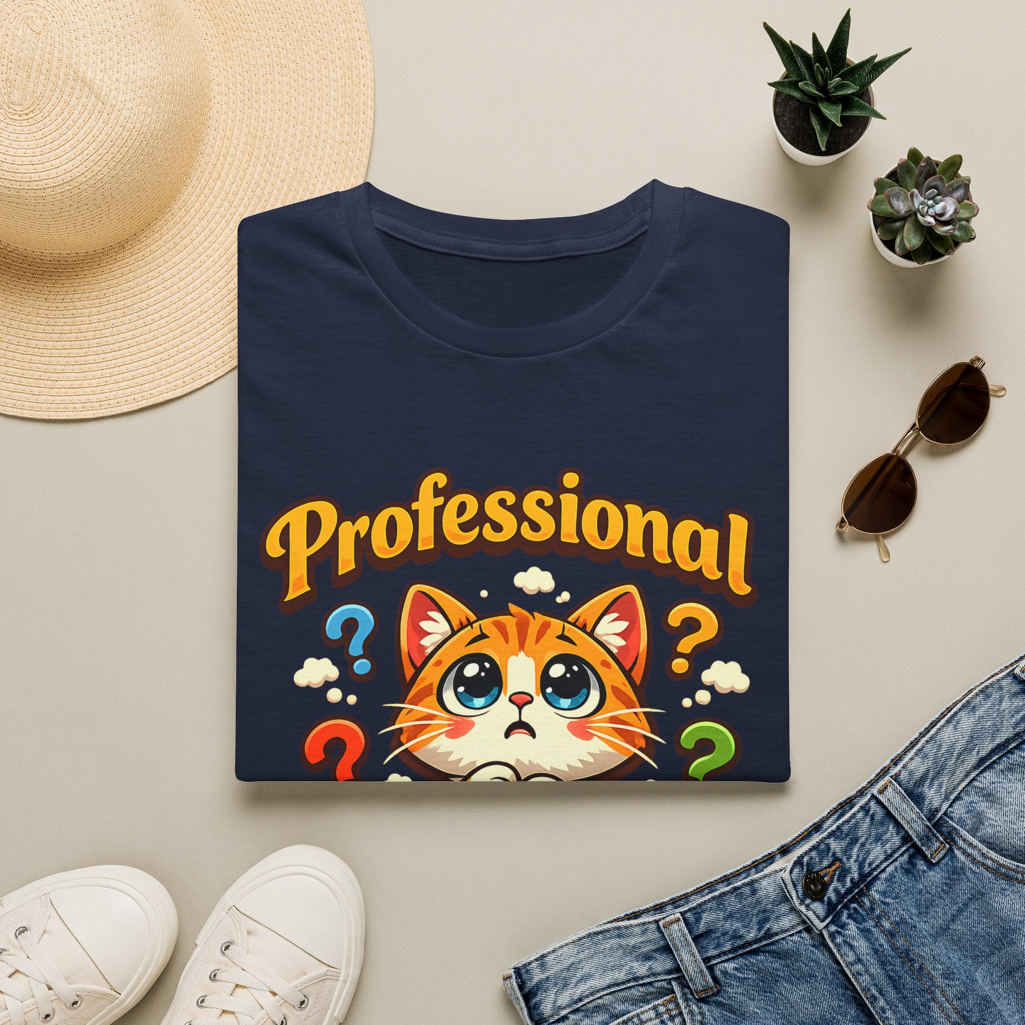 T-Shirt — "Professional Overthinker" Cute Cat Graphic