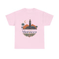 Morocco Travel T-Shirt — Atlas Mountains & Koutoubia Mosque Graphic Tee