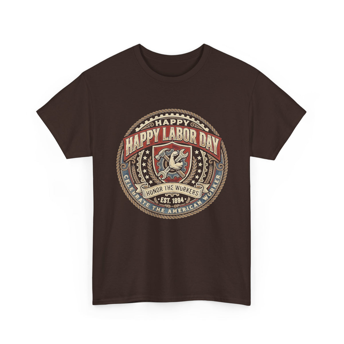 Happy Labor Day Tee – Vintage American Workers Emblem Shirt