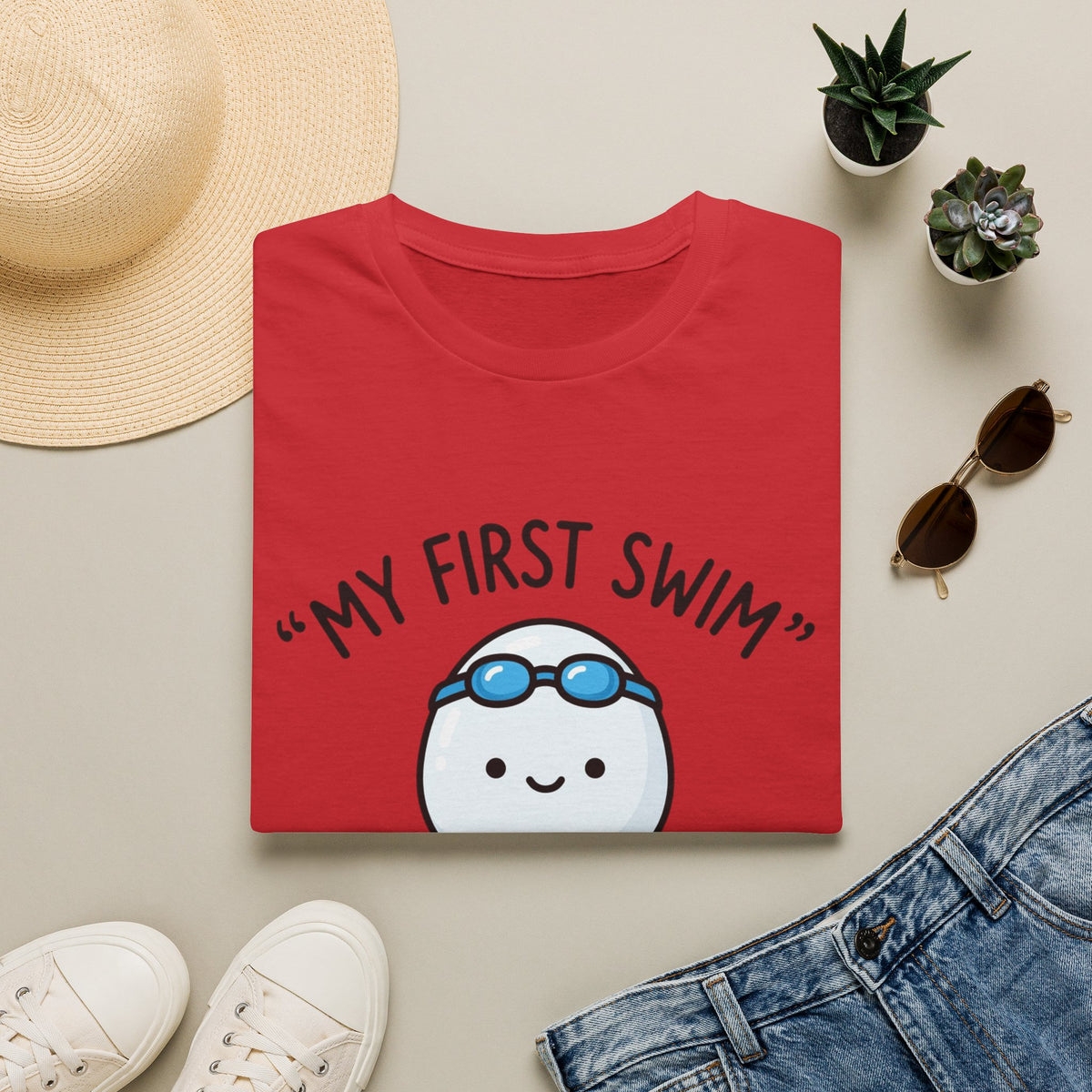 My First Swim Baby Sperm Cartoon T-Shirt — Cute Fertility Announcement Tee