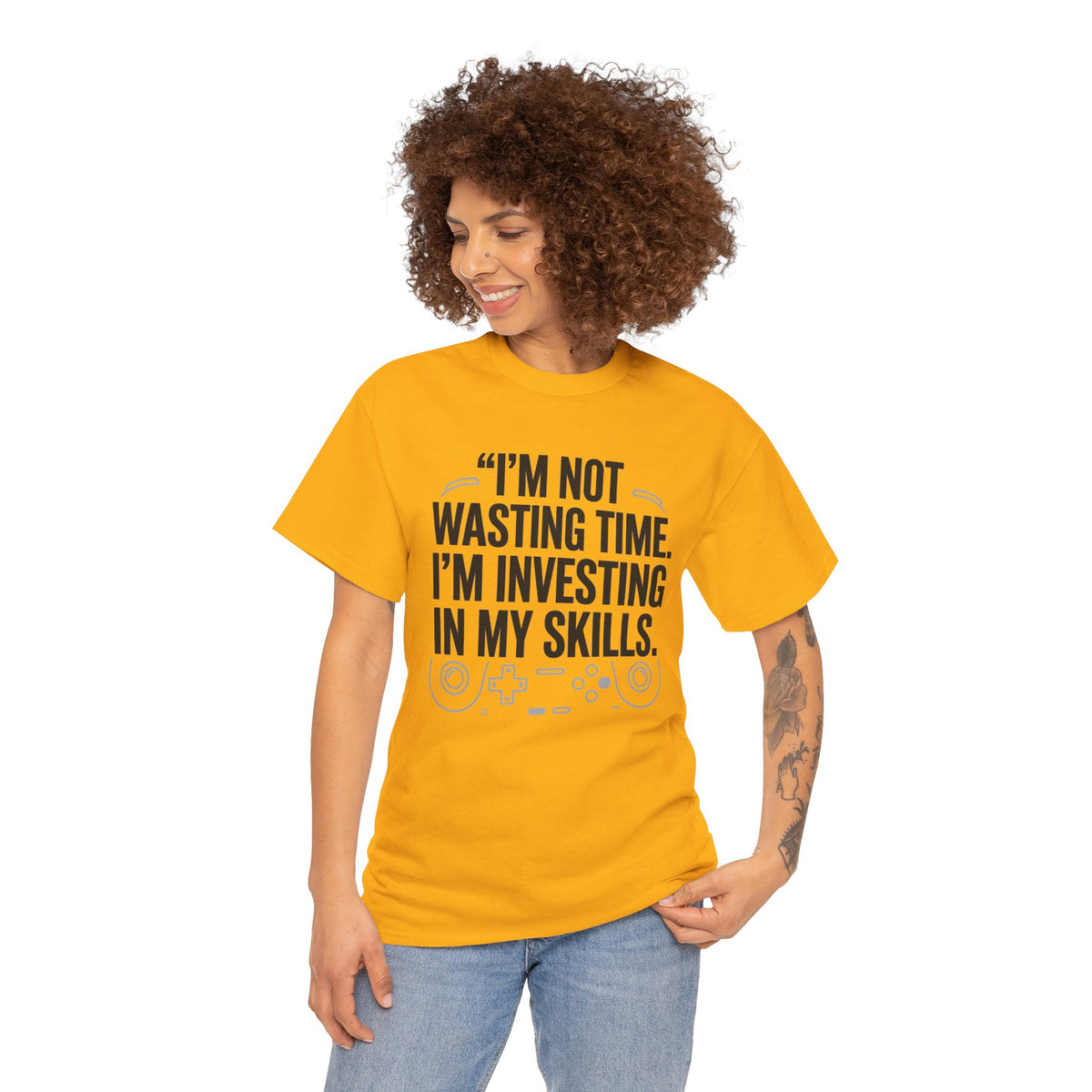 Gaming Tee - "I'm Not Wasting Time, I'm Investing In My Skills" Motivational Gamer T-Shirt