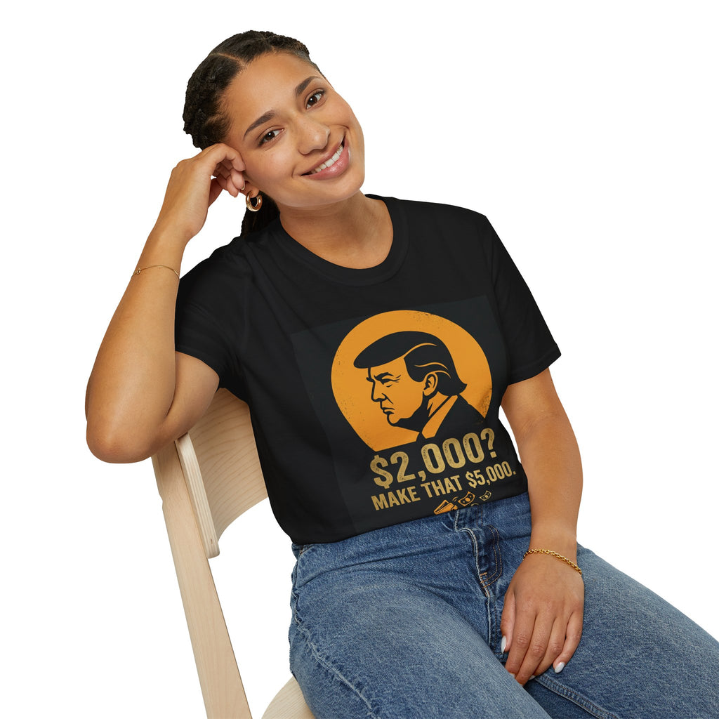 Retro Political Portrait Tee — "2,000? Make That 5,000" Graphic T-Shirt