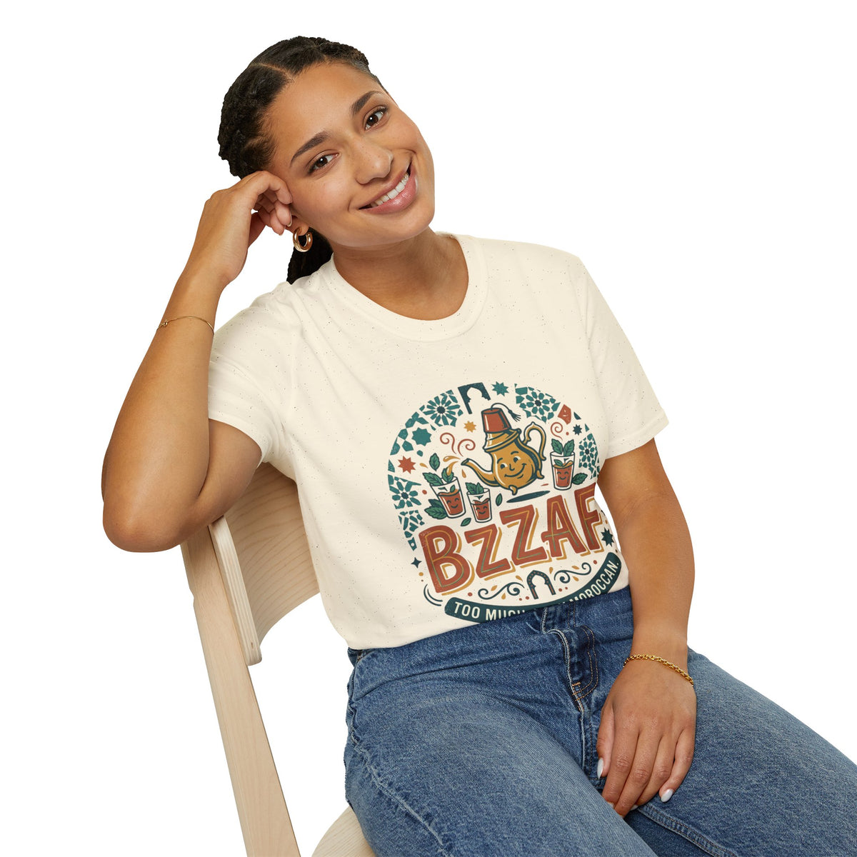 T-Shirt — Bzzaf Moroccan Tea Graphic Tee (funny ‘BZZAF’ design)