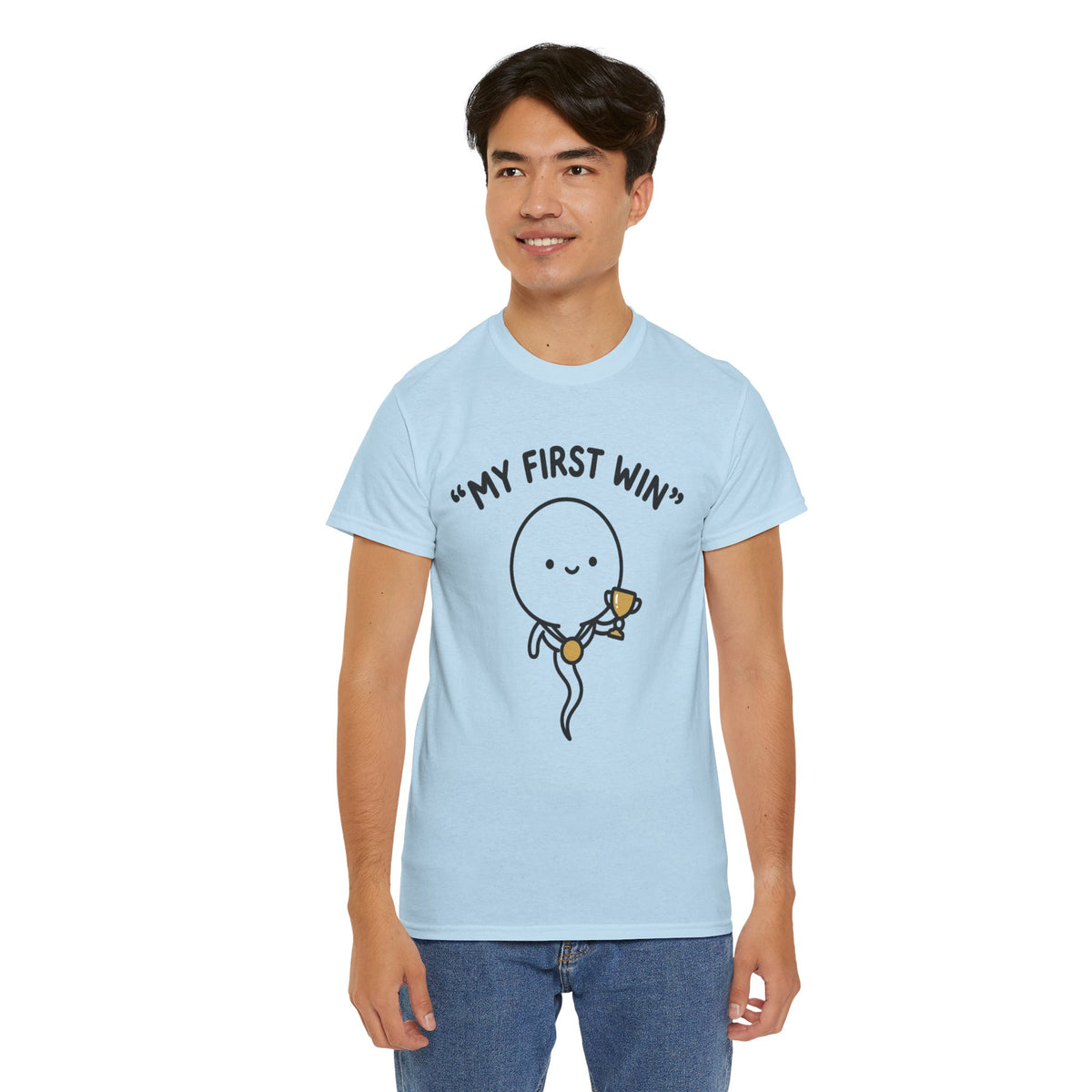 My First Win T-Shirt — Cute Sperm Trophy Graphic Tee