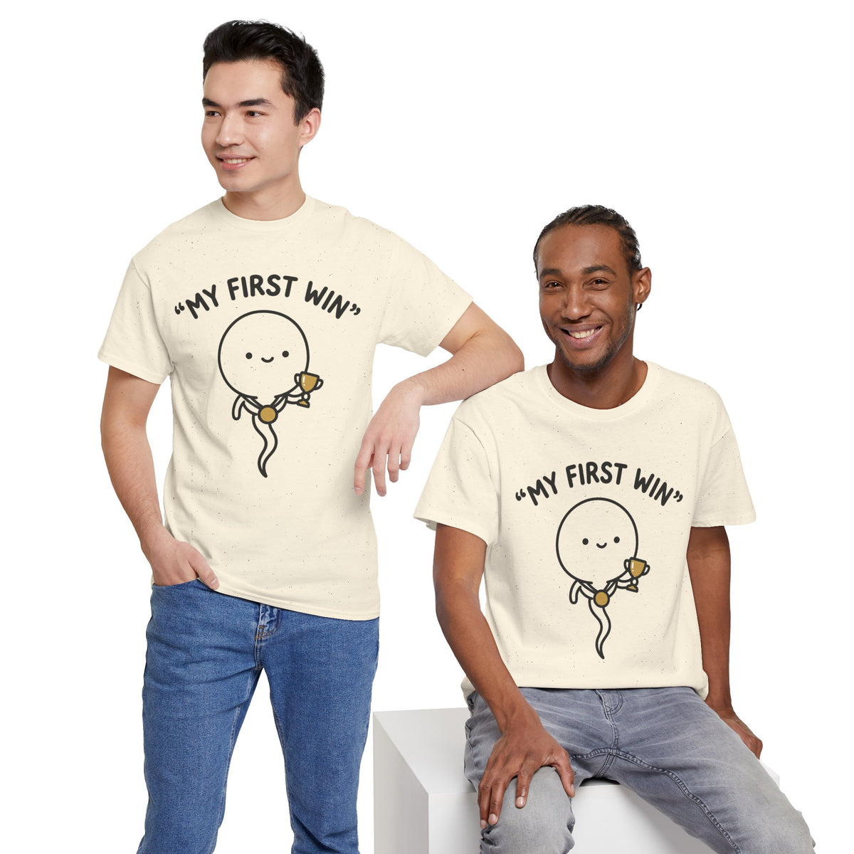 My First Win T-Shirt — Cute Sperm Trophy Graphic Tee