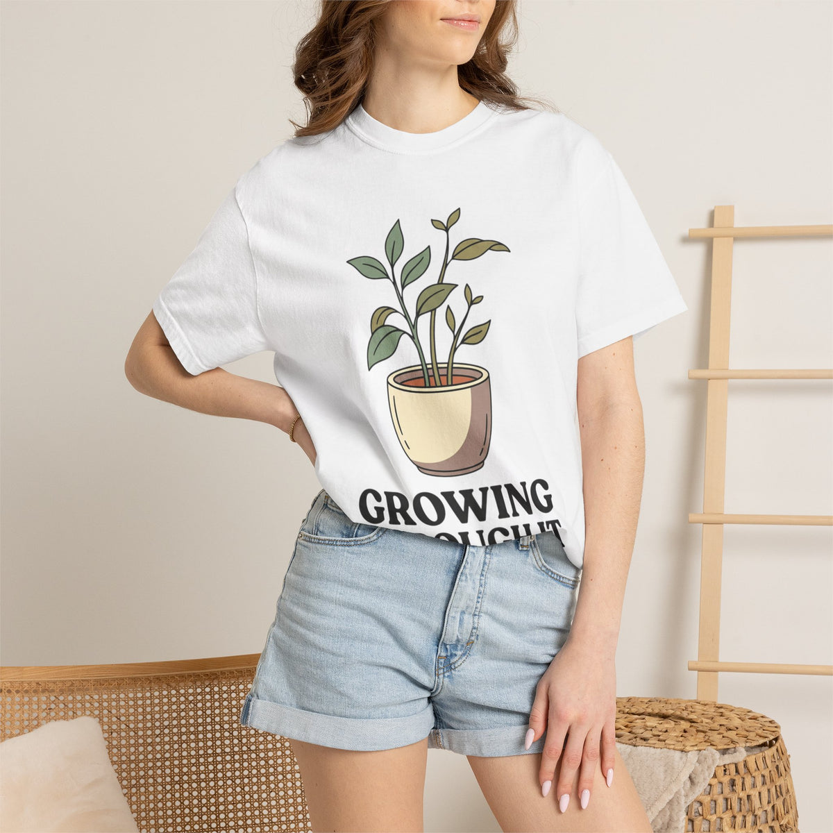 Growing Through It Plant Tee — Self Growth Graphic T-Shirt