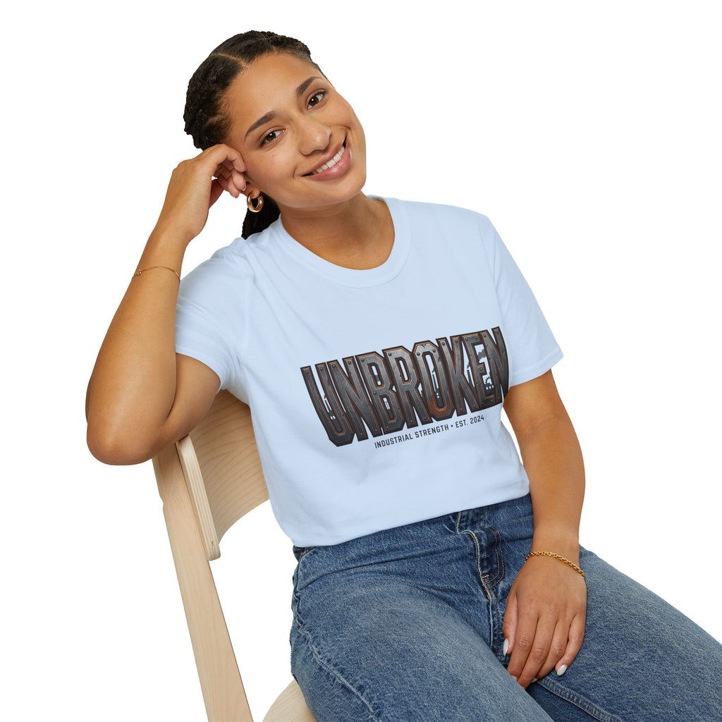 Unbroken Industrial Strength Graphic T‑Shirt — 'UNBROKEN' Bold Chest Design