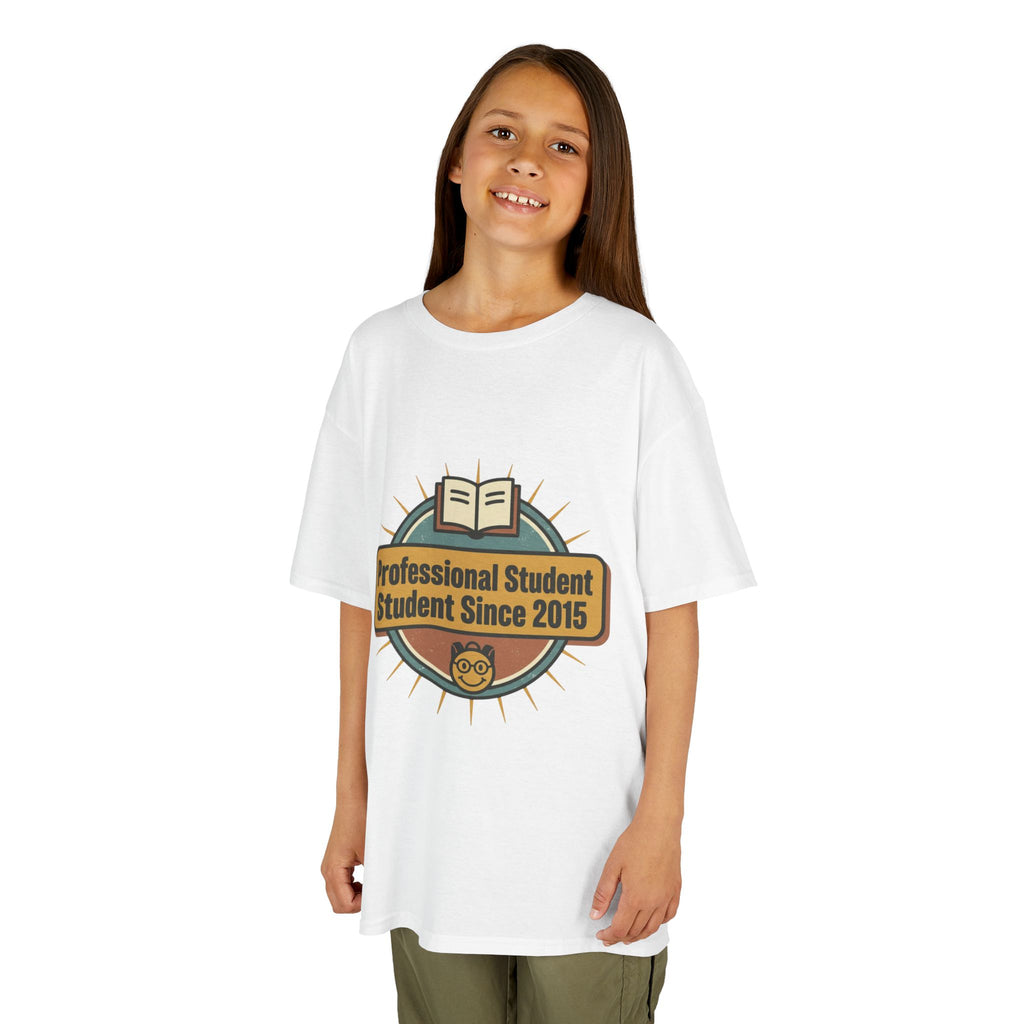 Kids Tee — “Professional Student Since 2015” Vintage Badge