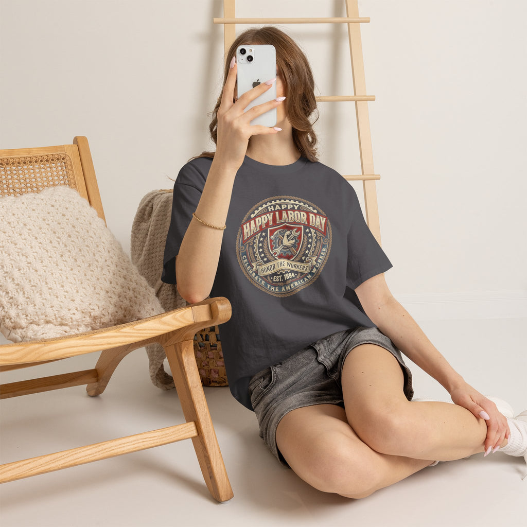 Happy Labor Day Tee – Vintage American Workers Emblem Shirt