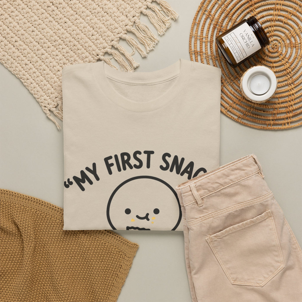 My First Snack Cute Sperm Graphic Tee — Funny Pregnancy Announcement Shirt
