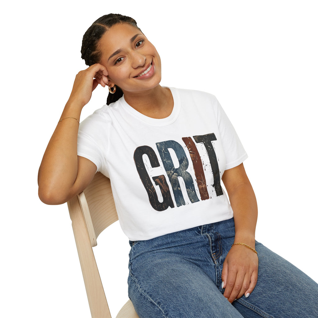 Grit Graphic T-Shirt — Rustic Patriotic Stripes Motivational Tee