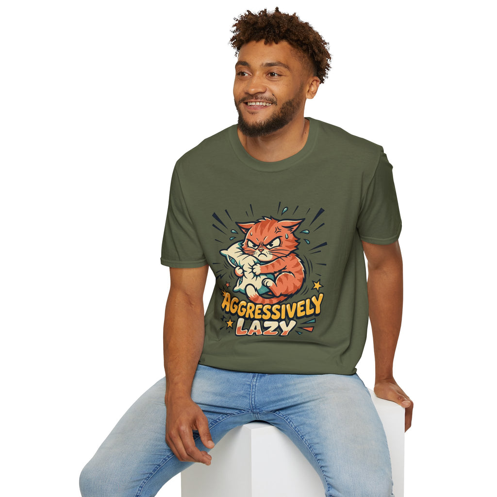 T-Shirt — Aggressively Lazy Cat Graphic Tee