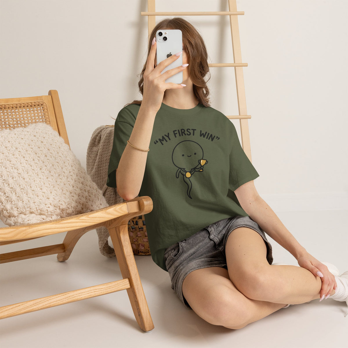 My First Win T-Shirt — Cute Sperm Trophy Graphic Tee