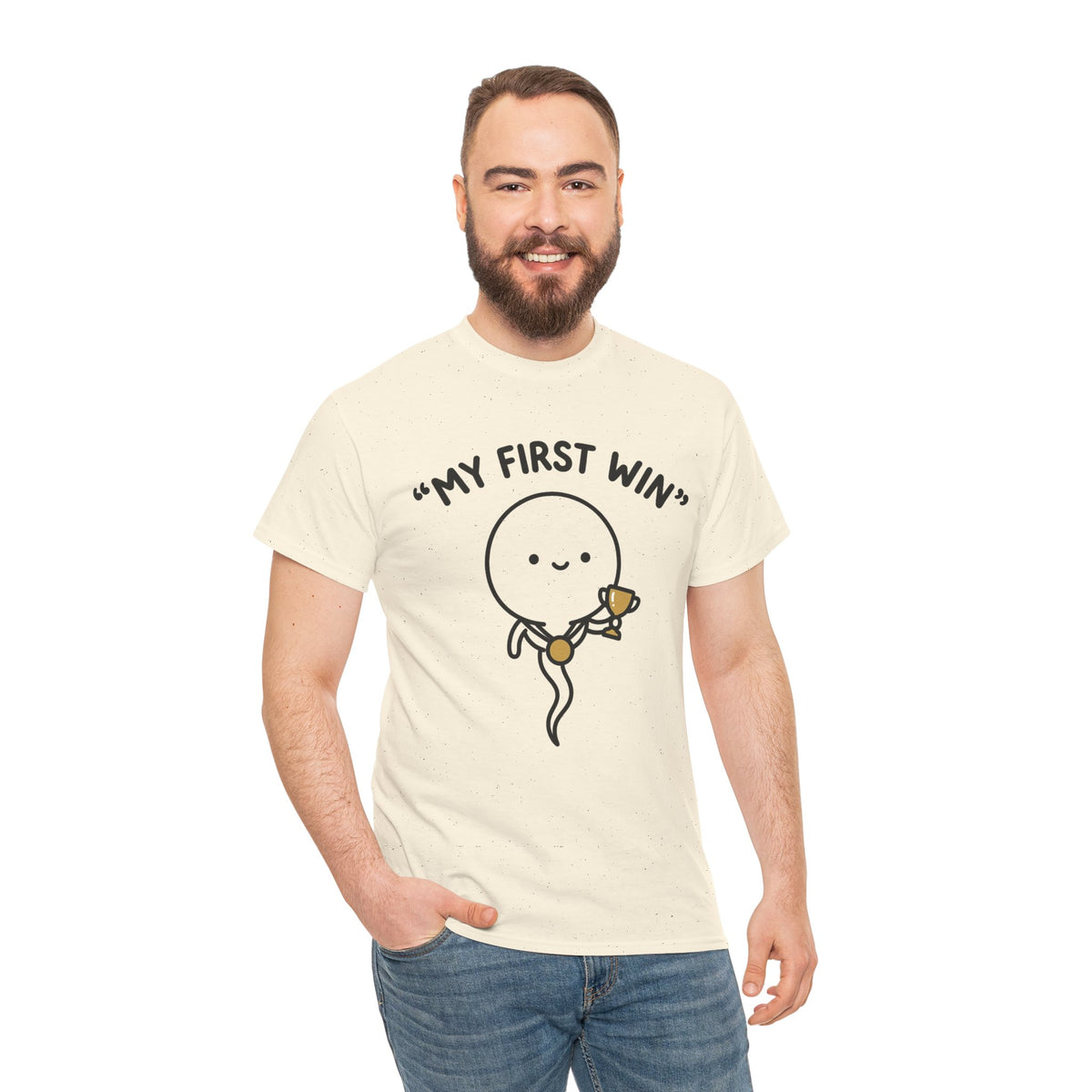 My First Win T-Shirt — Cute Sperm Trophy Graphic Tee