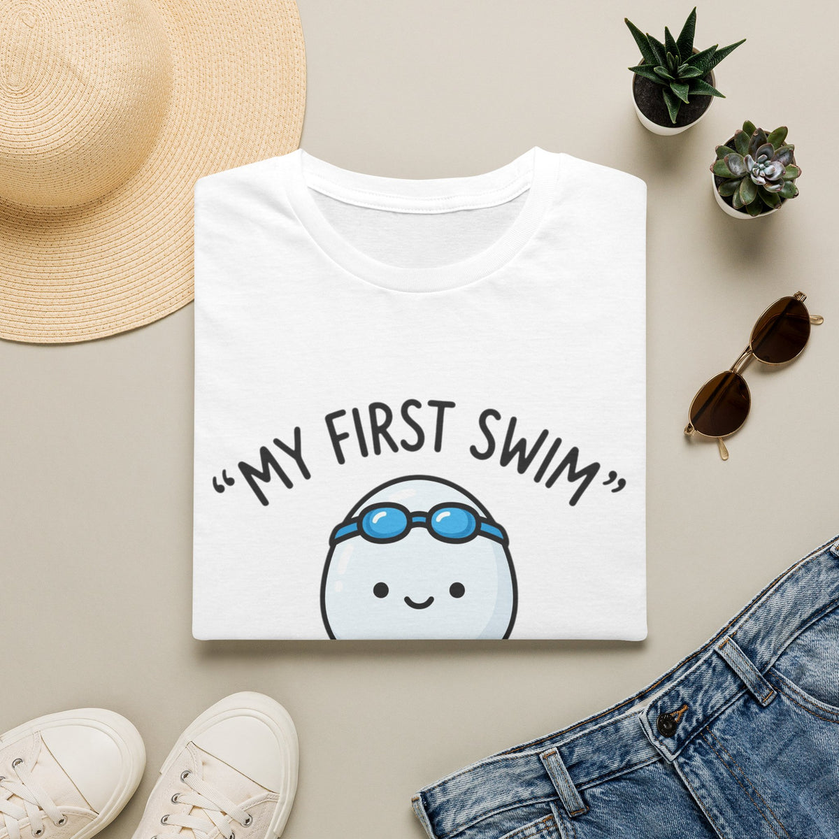 My First Swim Baby Sperm Cartoon T-Shirt — Cute Fertility Announcement Tee