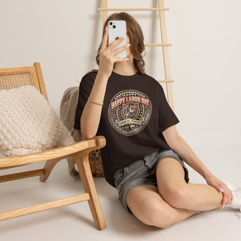 Happy Labor Day Tee – Vintage American Workers Emblem Shirt