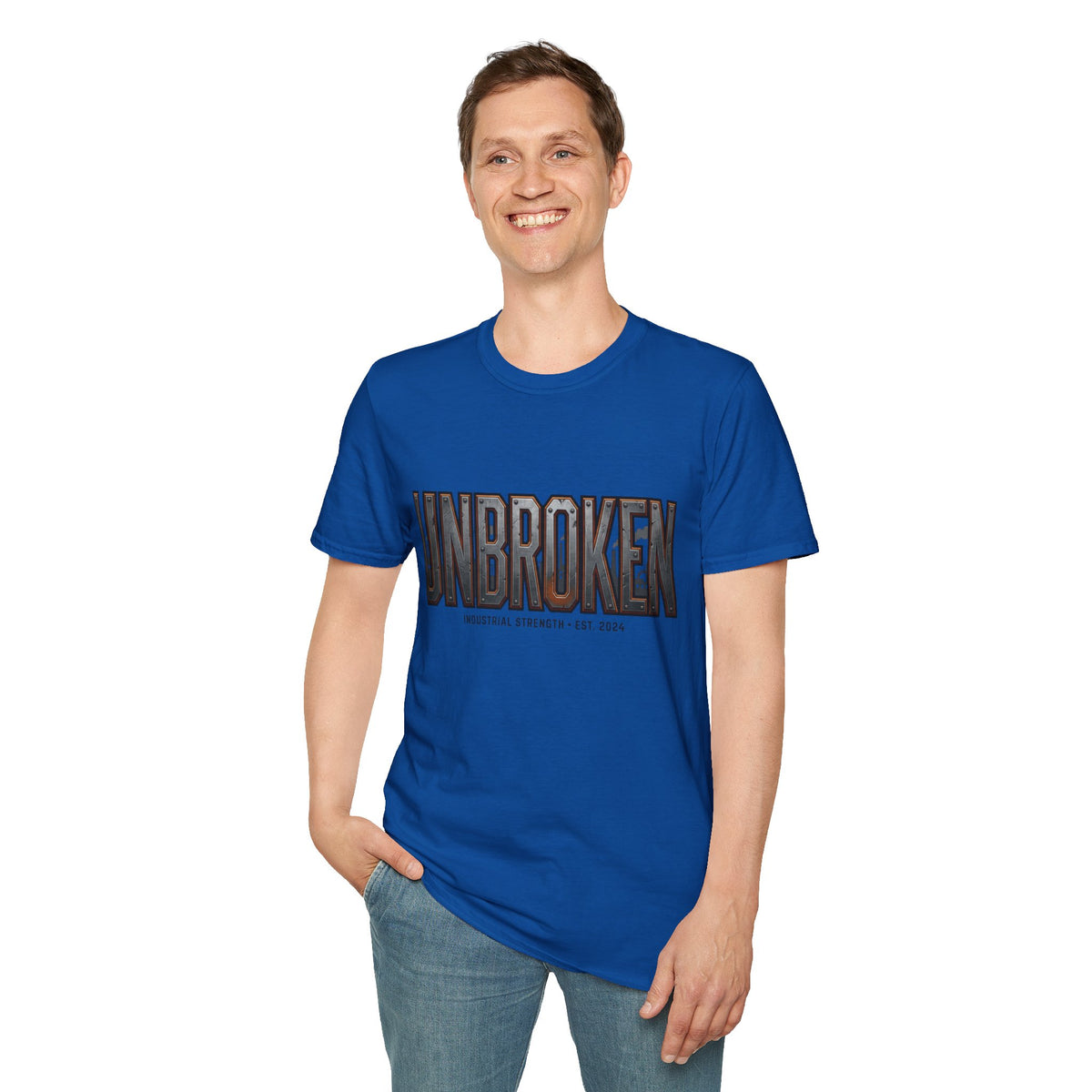 Unbroken Industrial Strength Graphic T‑Shirt — 'UNBROKEN' Bold Chest Design