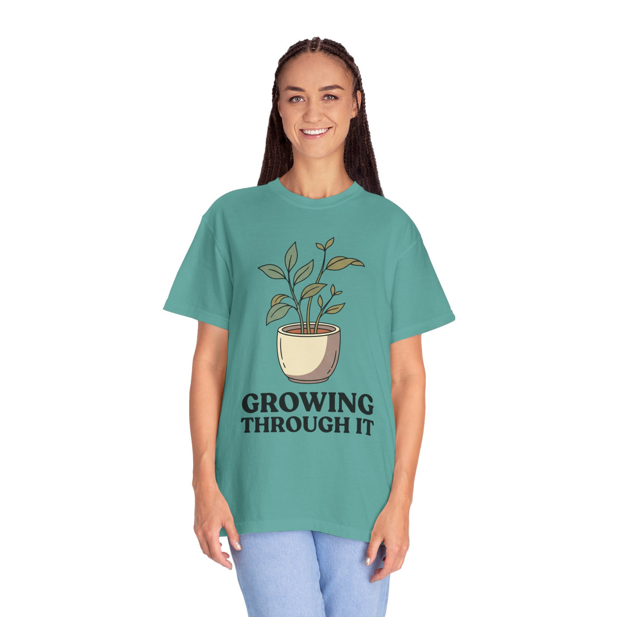Growing Through It Plant Tee — Self Growth Graphic T-Shirt