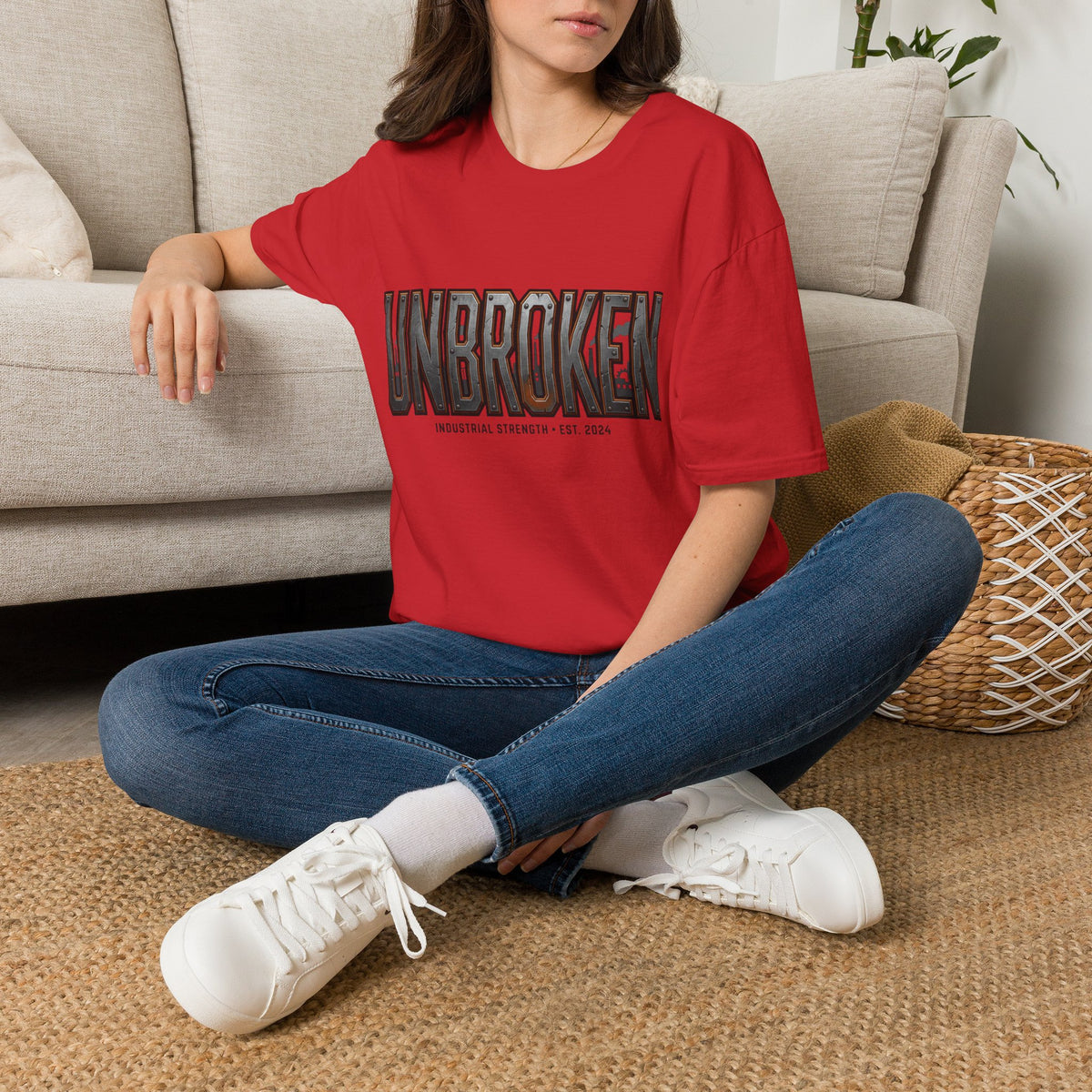 Unbroken Industrial Strength Graphic T‑Shirt — 'UNBROKEN' Bold Chest Design