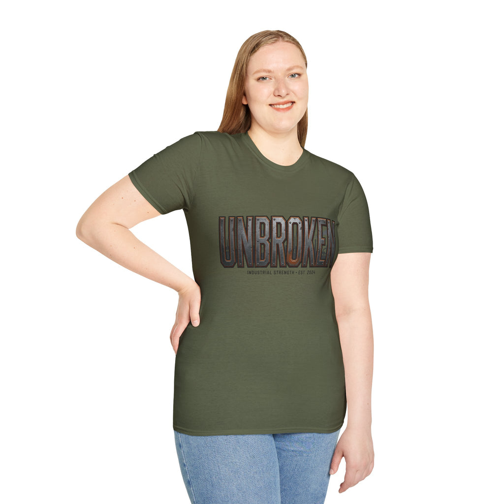 Unbroken Industrial Strength Graphic T‑Shirt — 'UNBROKEN' Bold Chest Design
