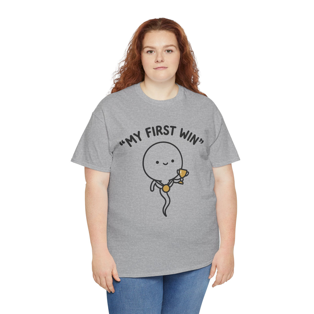 My First Win T-Shirt — Cute Sperm Trophy Graphic Tee