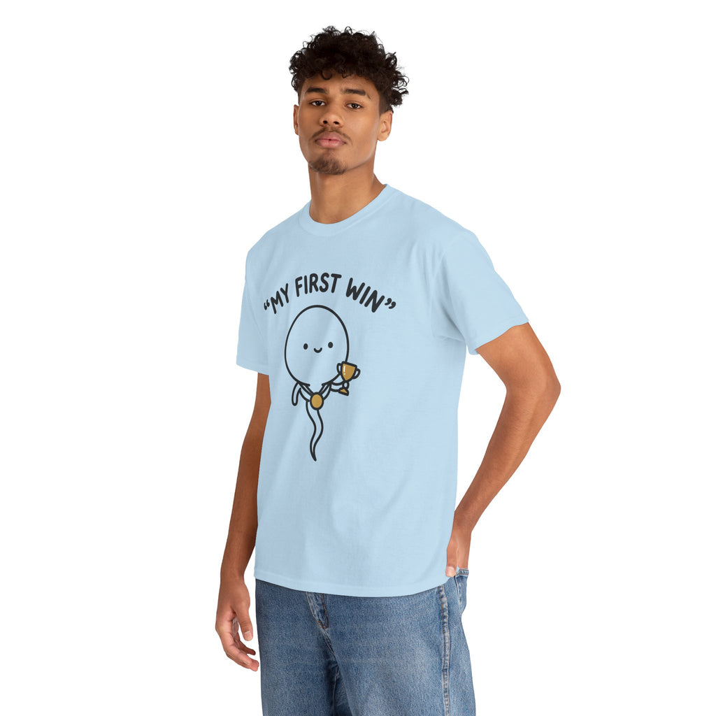 My First Win T-Shirt — Cute Sperm Trophy Graphic Tee