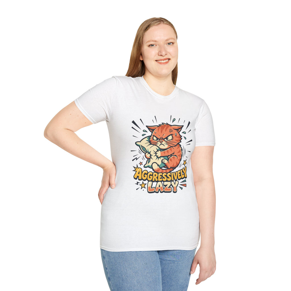 T-Shirt — Aggressively Lazy Cat Graphic Tee