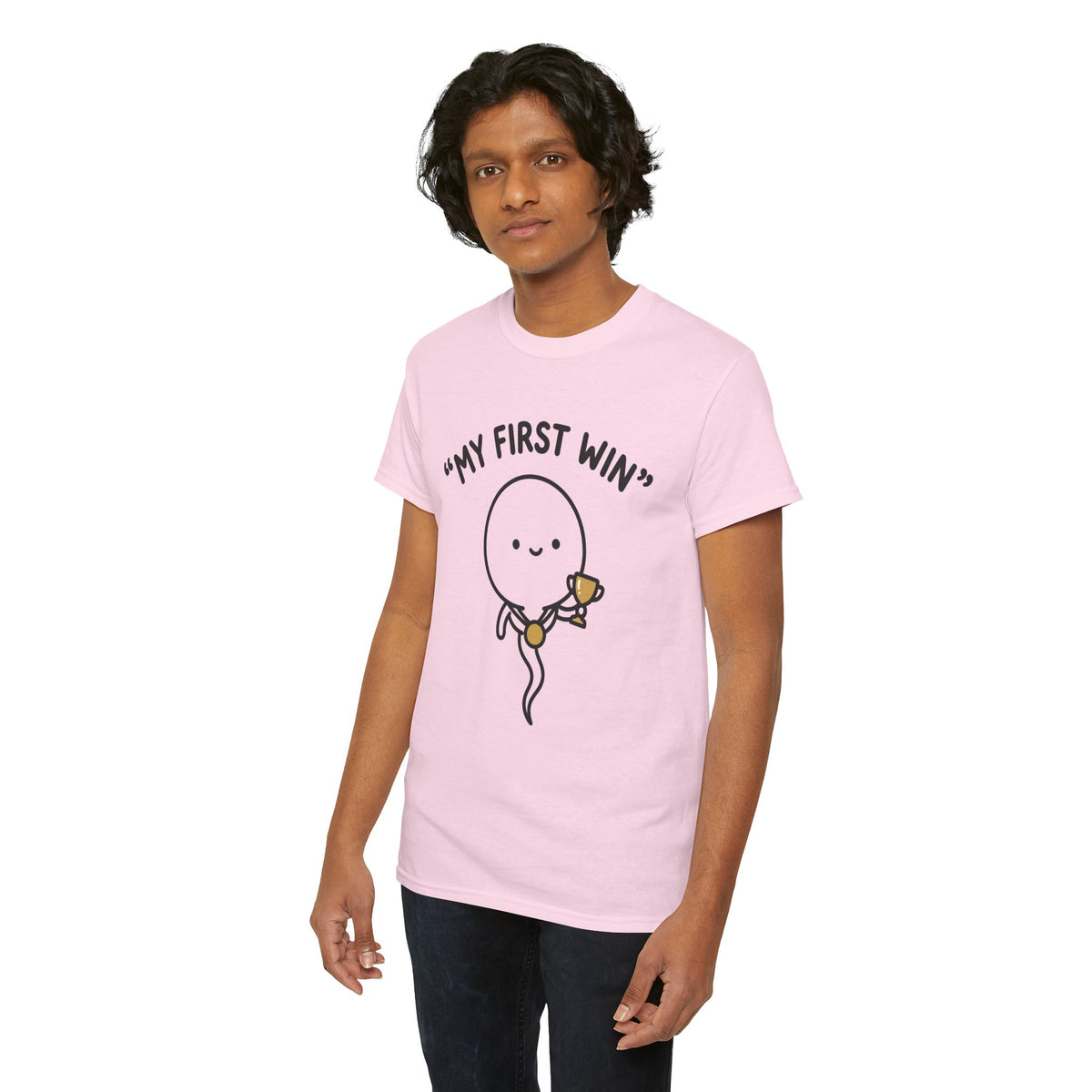 My First Win T-Shirt — Cute Sperm Trophy Graphic Tee