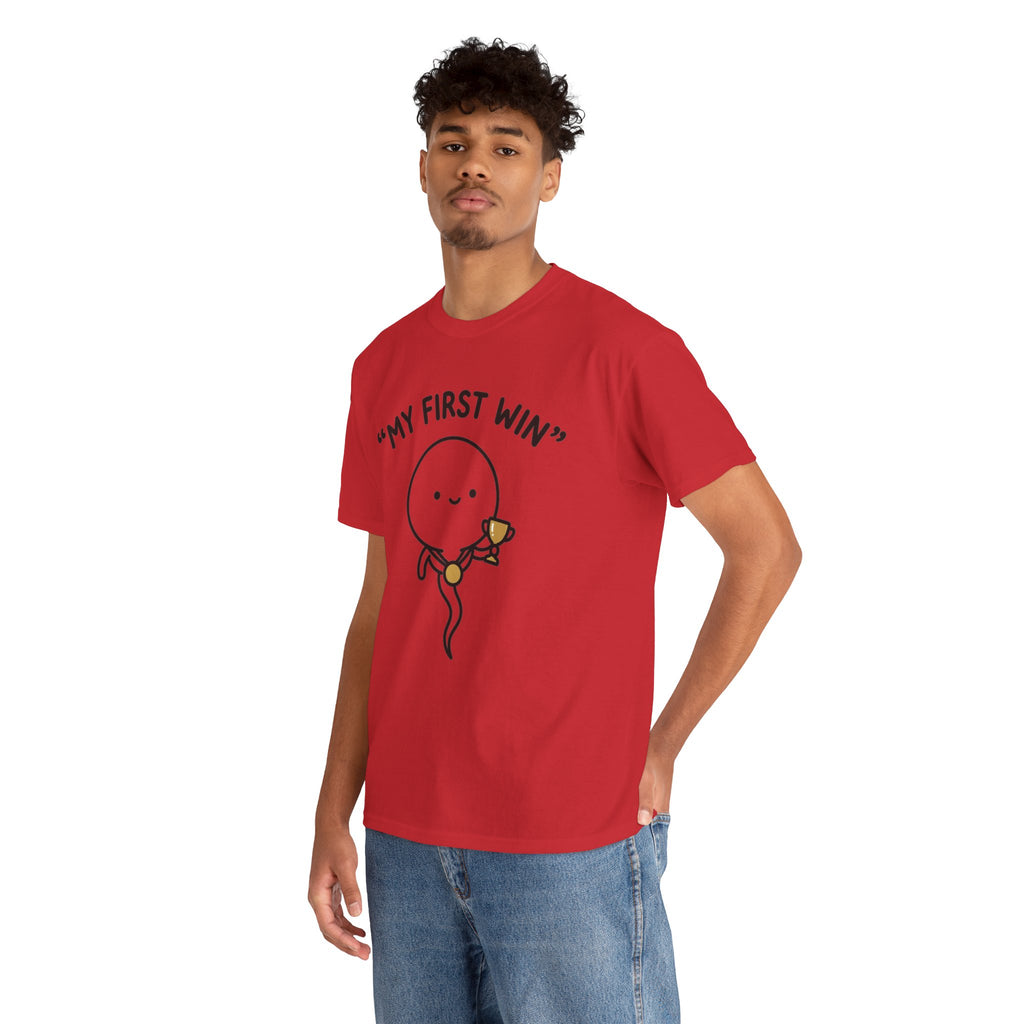My First Win T-Shirt — Cute Sperm Trophy Graphic Tee