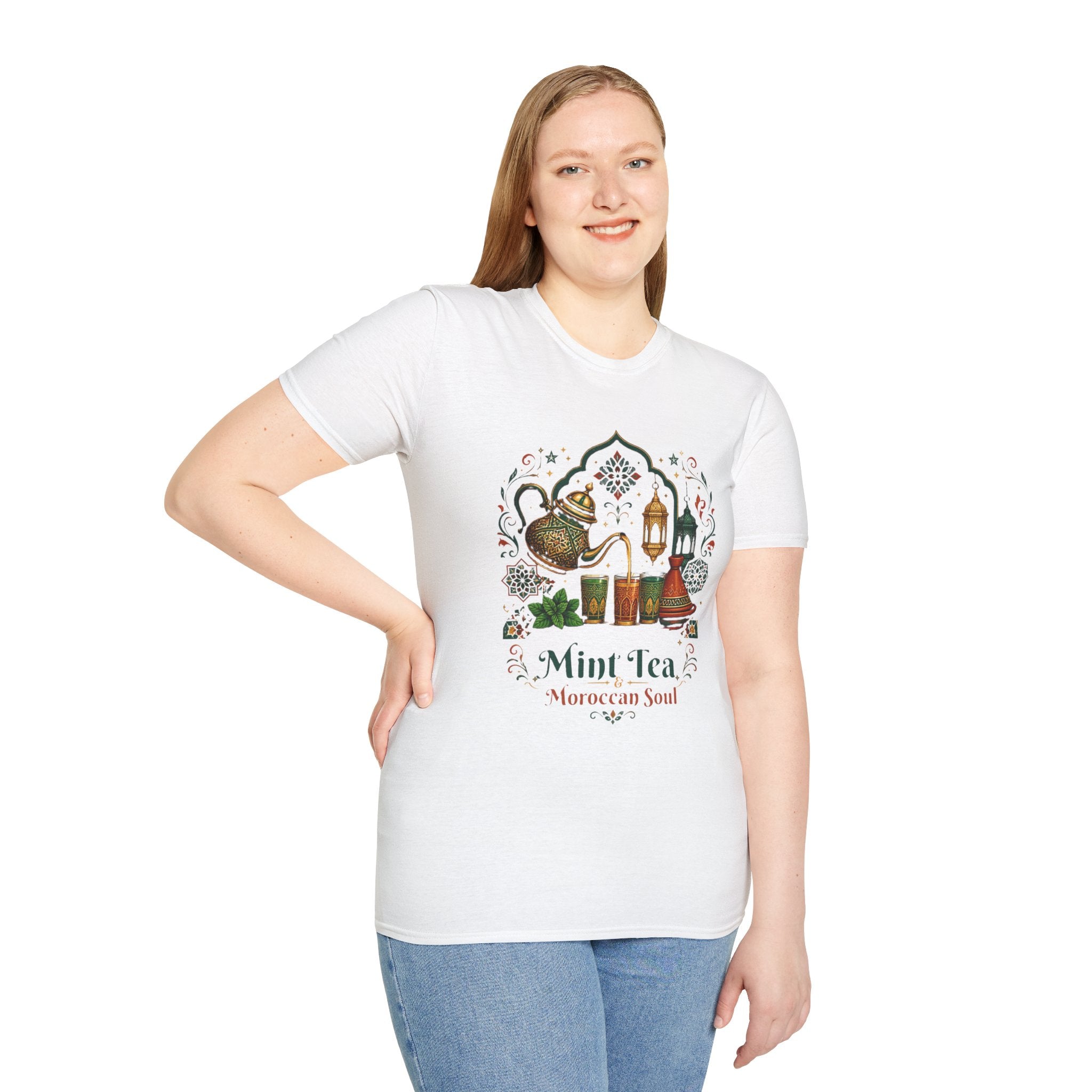 Mint Tea Moroccan Soul T-Shirt — Moroccan Tea Pot & Lantern Graphic