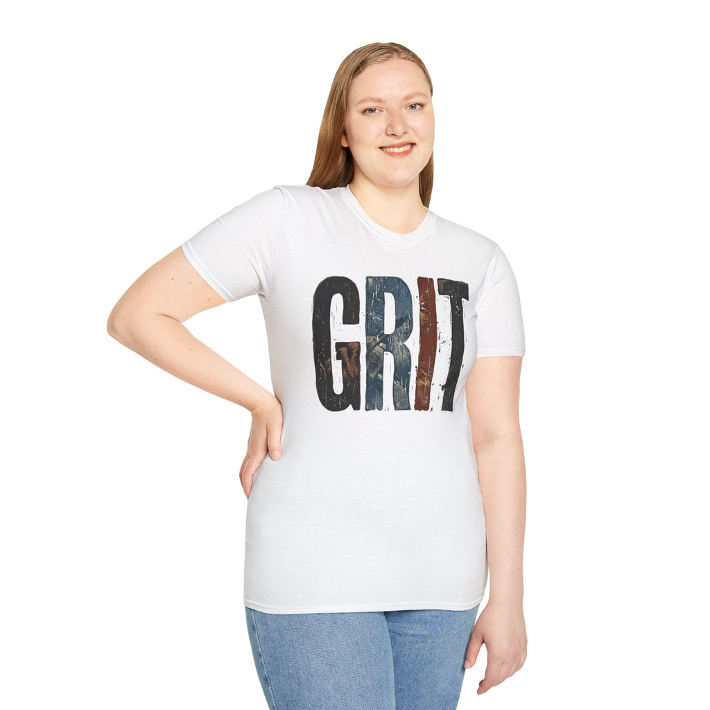 Grit Graphic T-Shirt — Rustic Patriotic Stripes Motivational Tee