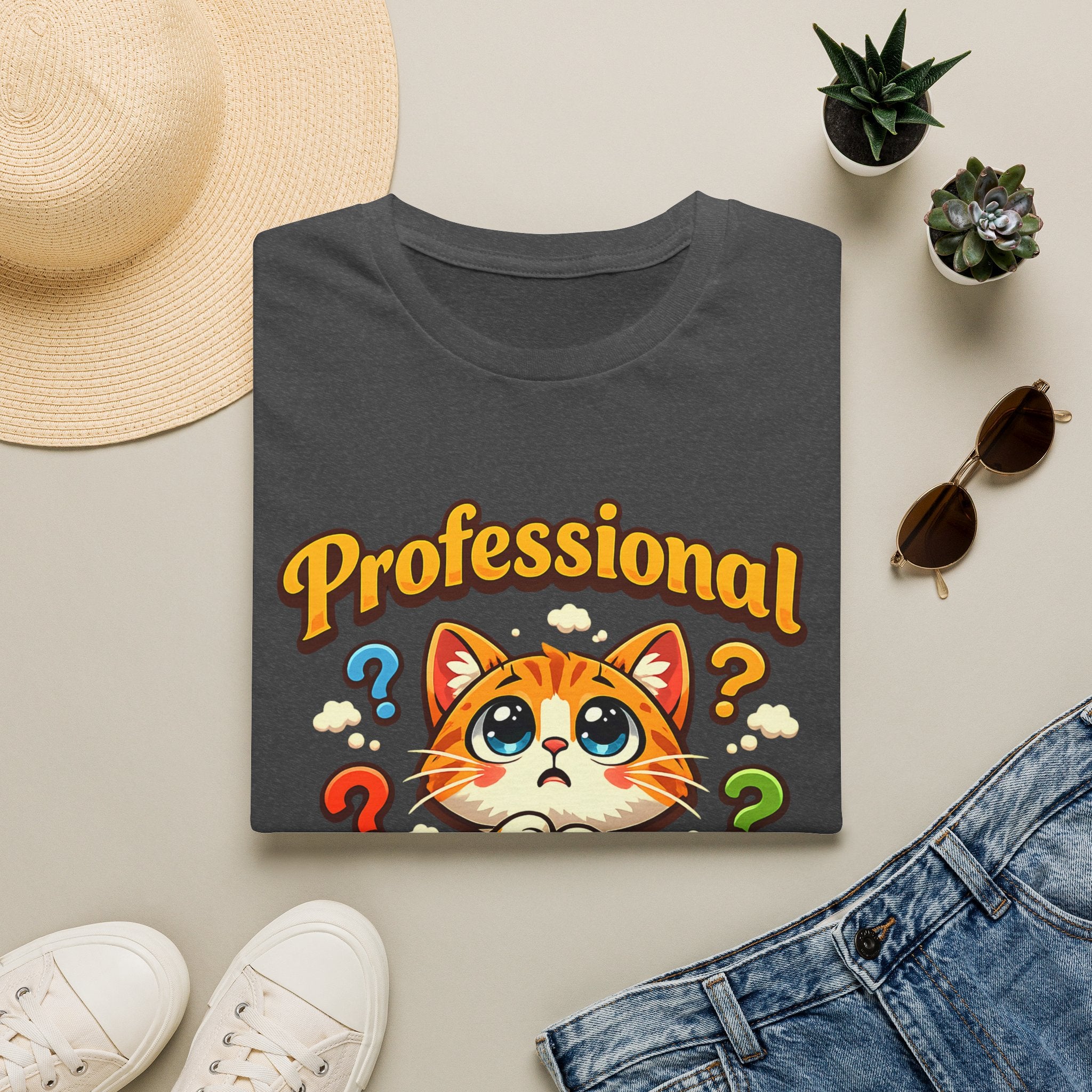 T-Shirt — "Professional Overthinker" Cute Cat Graphic
