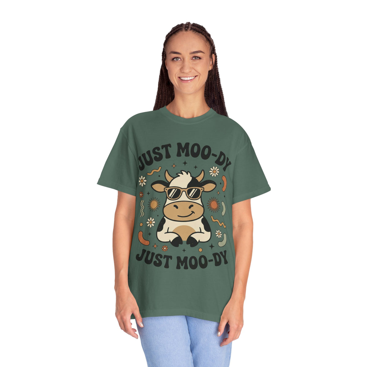 Just Moo-dy Cow T-Shirt — Cute Retro Cow Graphic Tee