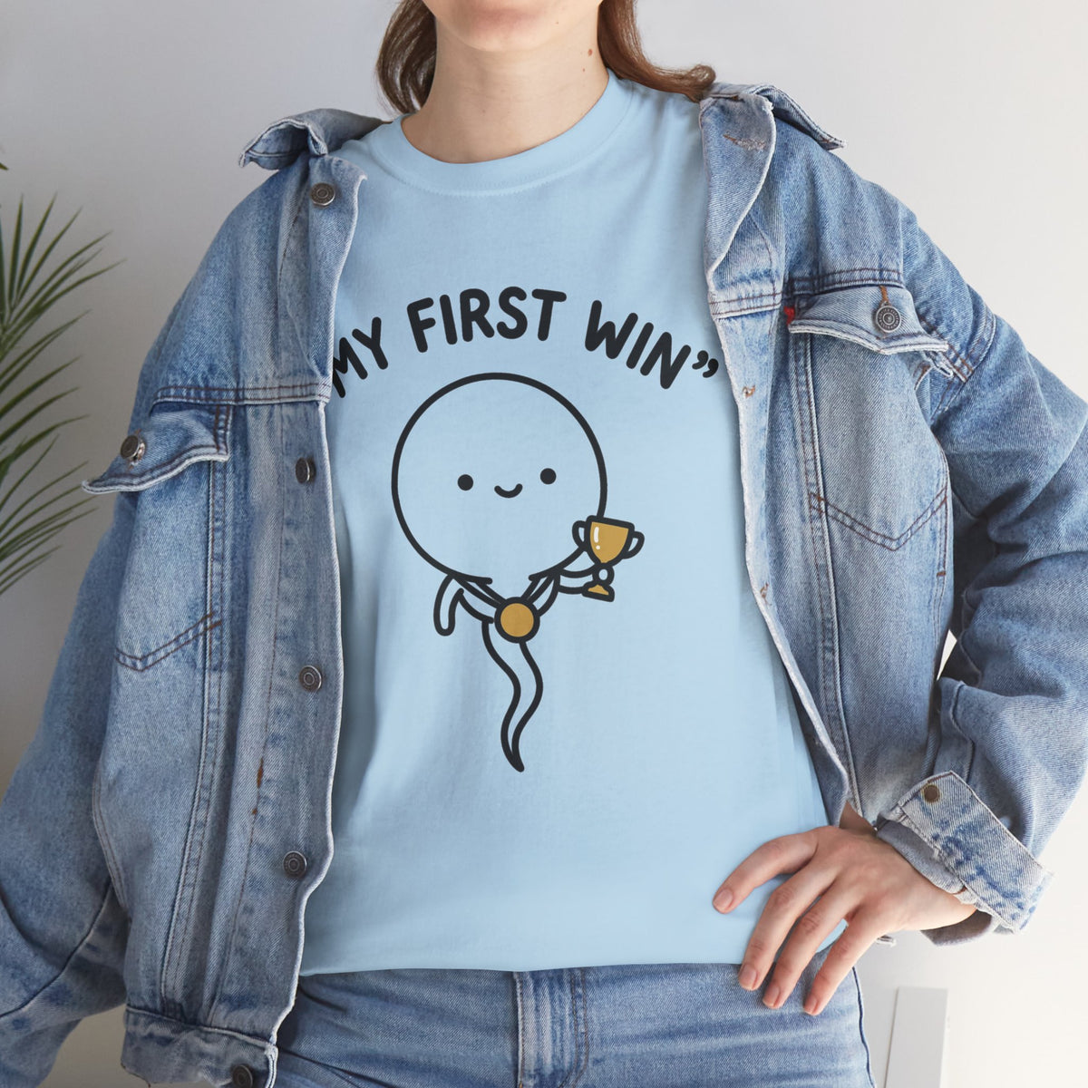 My First Win T-Shirt — Cute Sperm Trophy Graphic Tee