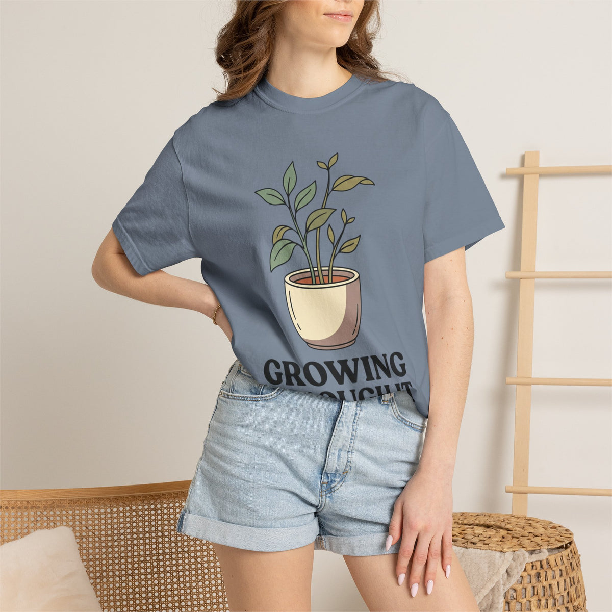 Growing Through It Plant Tee — Self Growth Graphic T-Shirt