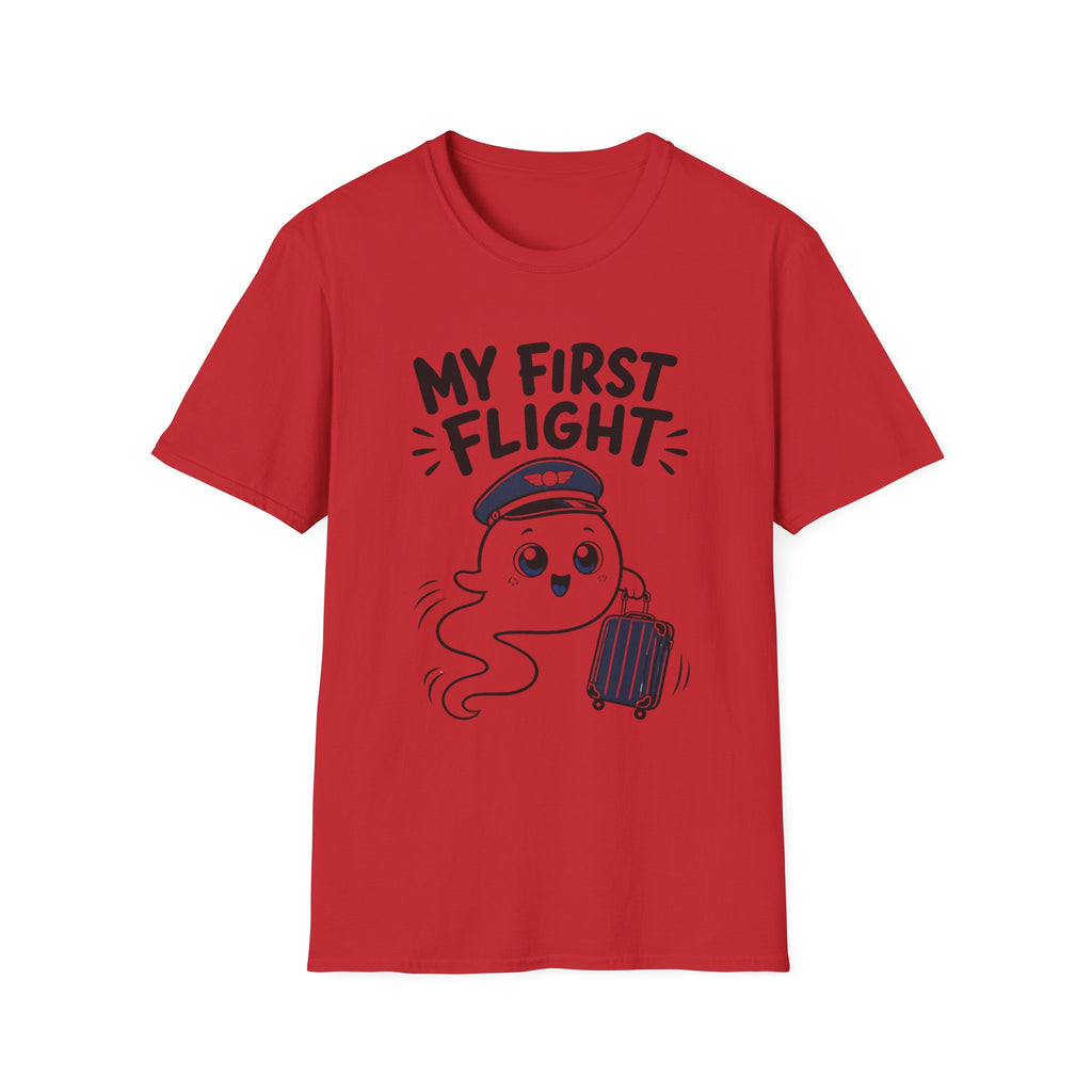 My First Flight T-Shirt — Cute Baby/Infant Travel Tee (Pilot Hat Ghost Design)