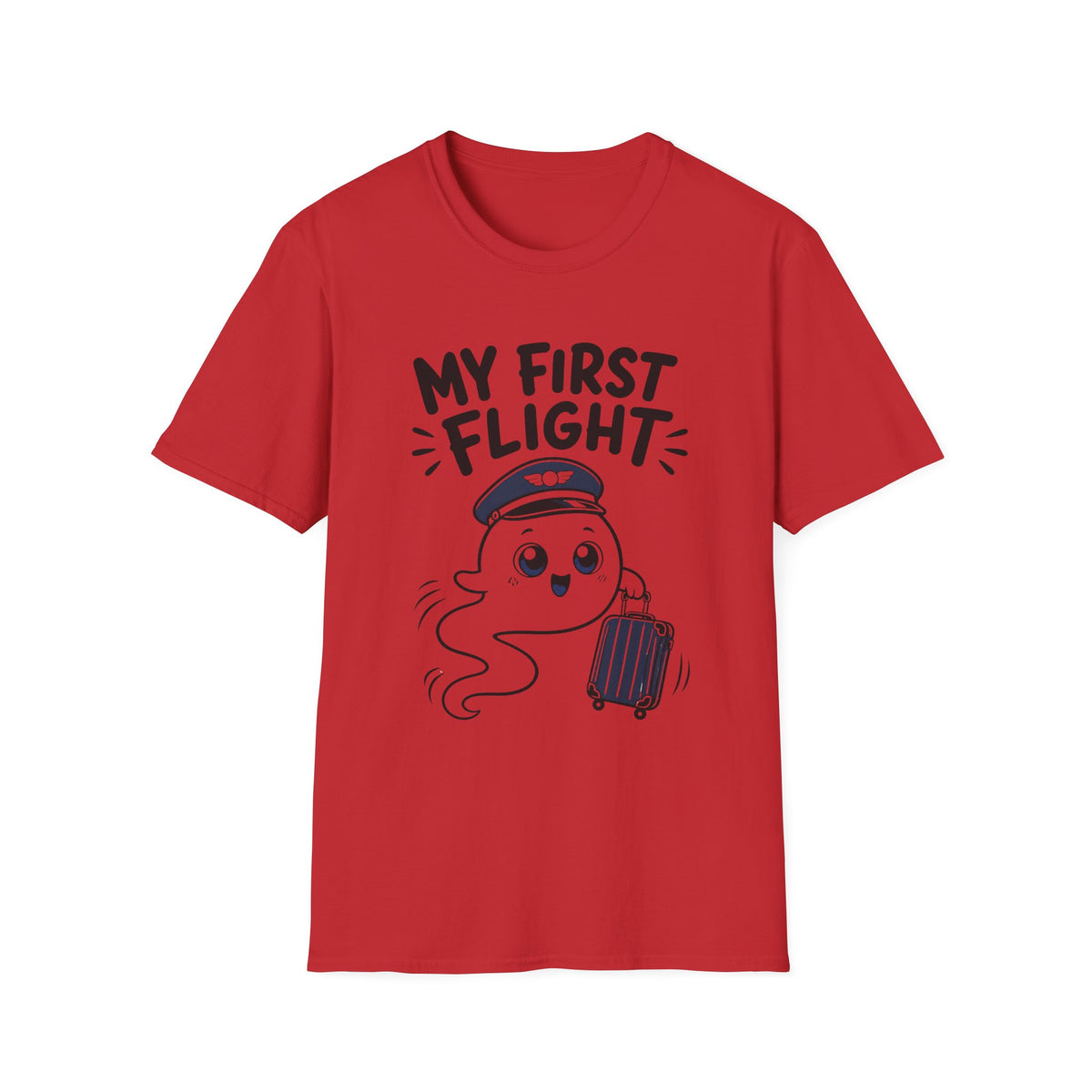 My First Flight T-Shirt — Cute Baby/Infant Travel Tee (Pilot Hat Ghost Design)