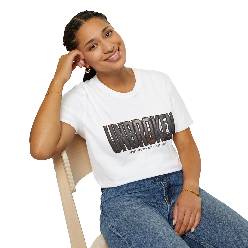Unbroken Industrial Strength Graphic T‑Shirt — 'UNBROKEN' Bold Chest Design