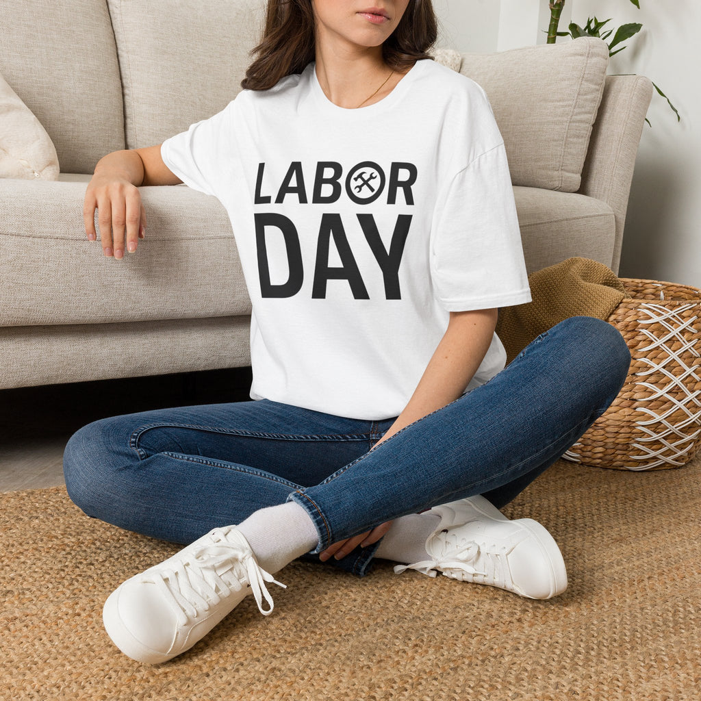 Labor Day Tools Graphic T-Shirt — Bold 'Labor Day' Text with Wrench & Hammer