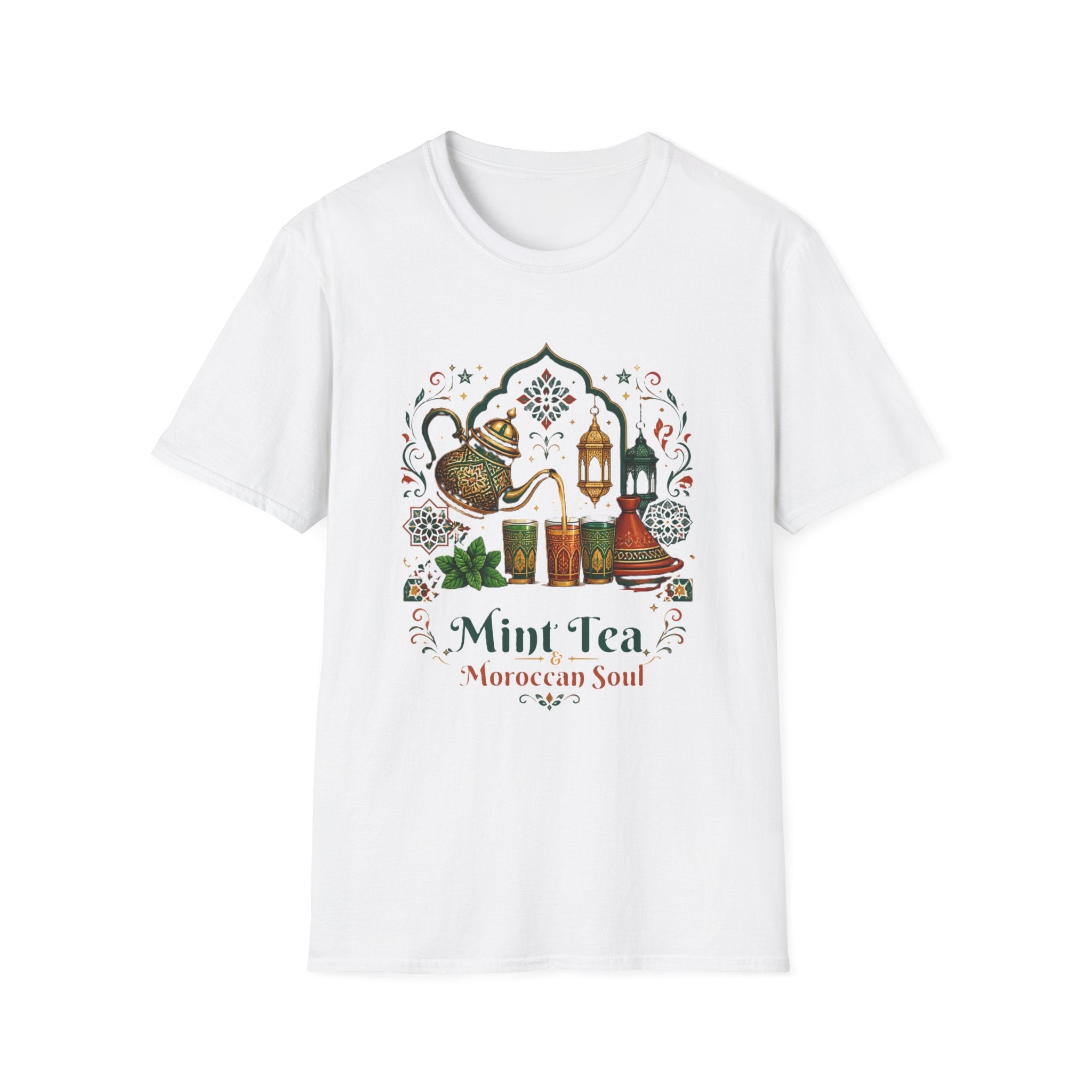 Mint Tea Moroccan Soul T-Shirt — Moroccan Tea Pot & Lantern Graphic